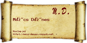 Mács Dénes névjegykártya