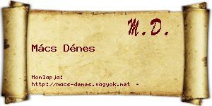 Mács Dénes névjegykártya